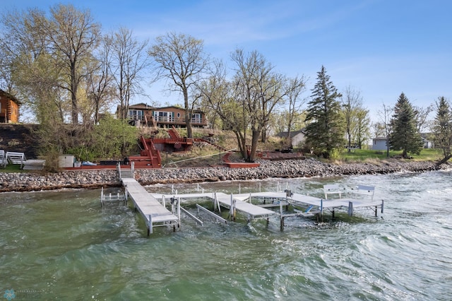 24295 Matson Point Trl, Lida Twp, MN 56572 - dock area with boat lift and a water view