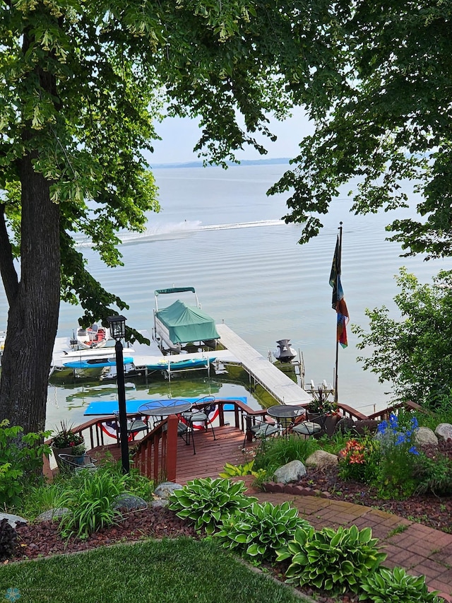 24295 Matson Point Trl, Lida Twp, MN 56572 - water view featuring a dock and boat lift