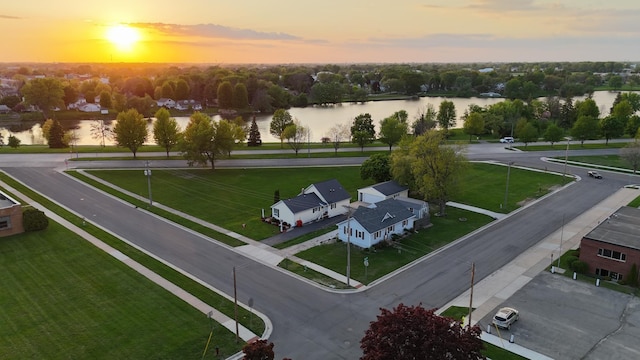 aerial view at dusk of a water view