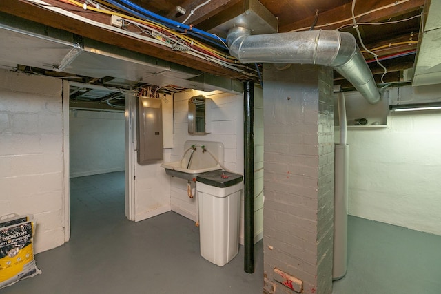 unfinished below grade area with electric panel