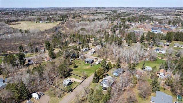 aerial perspective of suburban area featuring property boundaries highlighted