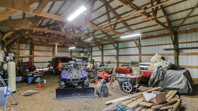garage with metal wall