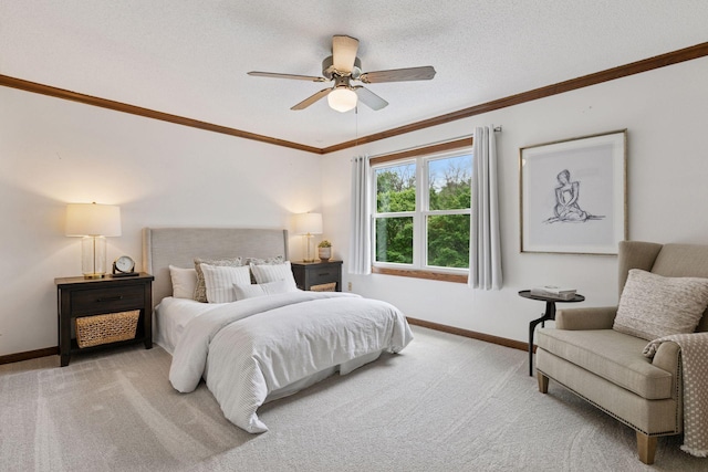 5235 139th St, Savage, MN 55378 - bedroom with light colored carpet, crown molding, and a ceiling fan