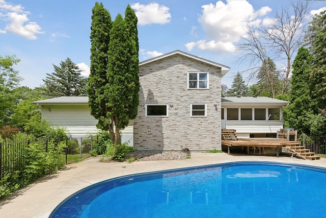 5235 139th St, Savage, MN 55378 - view of swimming pool with a sunroom and stairs