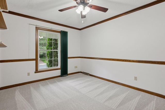 5235 139th St, Savage, MN 55378 - empty room with light carpet, crown molding, and a ceiling fan