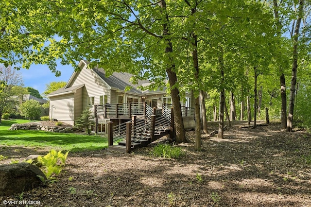 820 Vineland Ct, Chanhassen, MN 55317 - view of property exterior with stairway and a wooden deck