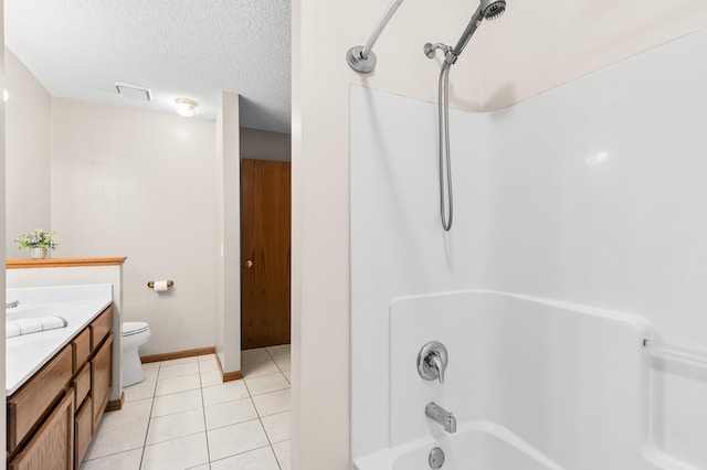 7954 Timber Lake Dr, Eden Prairie, MN 55347 - bathroom with vanity, tile patterned flooring, shower / bathtub combination, and a textured ceiling