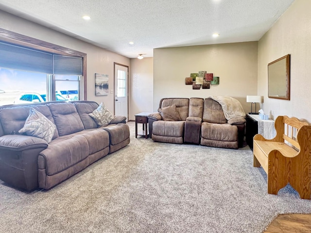 2216 County Road 15, Russell, MN 56169 - carpeted living area with a textured ceiling and recessed lighting