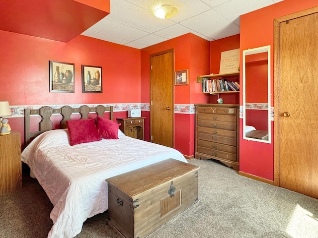 2216 County Road 15, Russell, MN 56169 - bedroom featuring a drop ceiling and carpet floors