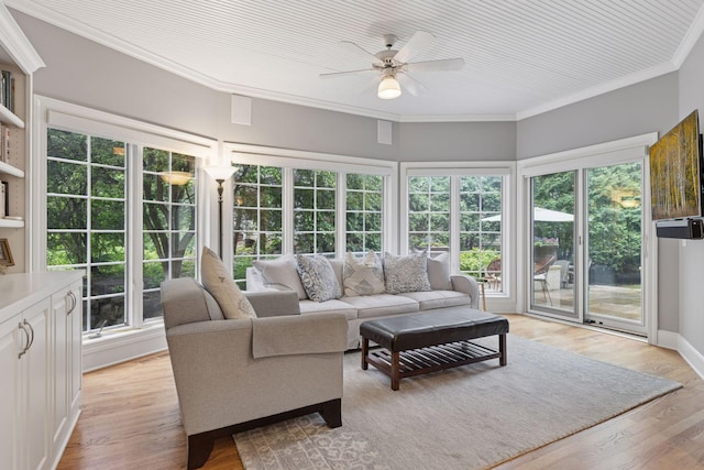 490 Old Long Lake Rd, Orono, MN 55391 - sunroom / solarium featuring wood finished floors and crown molding