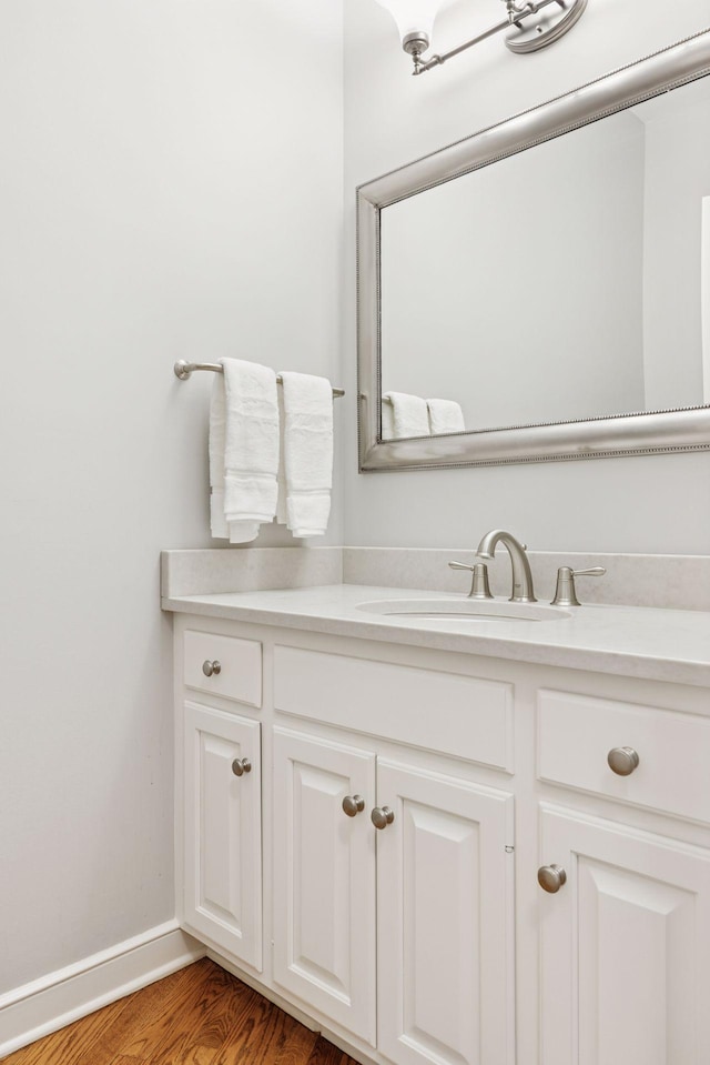 490 Old Long Lake Rd, Orono, MN 55391 - bathroom with vanity, wood finished floors, and baseboards