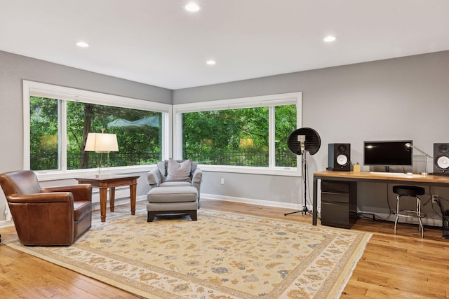 490 Old Long Lake Rd, Orono, MN 55391 - office area with wood finished floors, baseboards, and recessed lighting