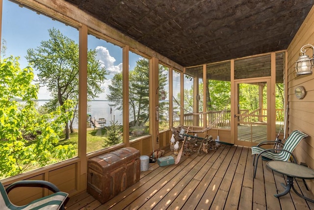 8744 Interlachen Rd, Lake Shore, MN 56468 - sunroom / solarium featuring a water view and healthy amount of natural light