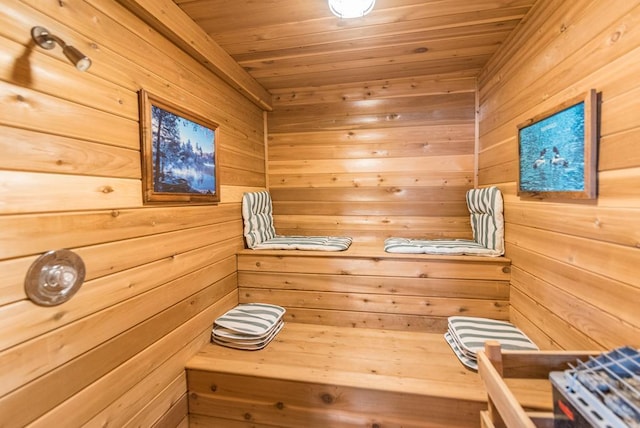 8744 Interlachen Rd, Lake Shore, MN 56468 - sauna with wooden ceiling and wooden walls
