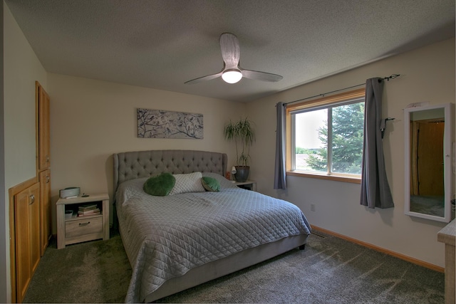 910 Shady Ridge Ln, Braham, MN 55006 - carpeted bedroom featuring a ceiling fan, baseboards, and a textured ceiling