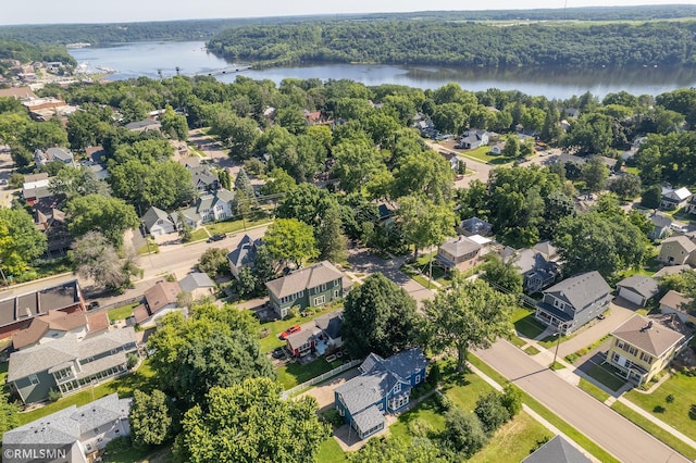 920 2nd St S, Stillwater, MN 55082 - aerial perspective of suburban area featuring a large body of water and a heavily wooded area