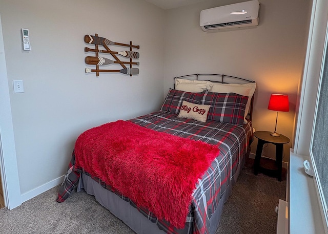 11445 State Highway 48, Trade Lake, WI 54853 - bedroom with a wall mounted air conditioner, carpet floors, and baseboards