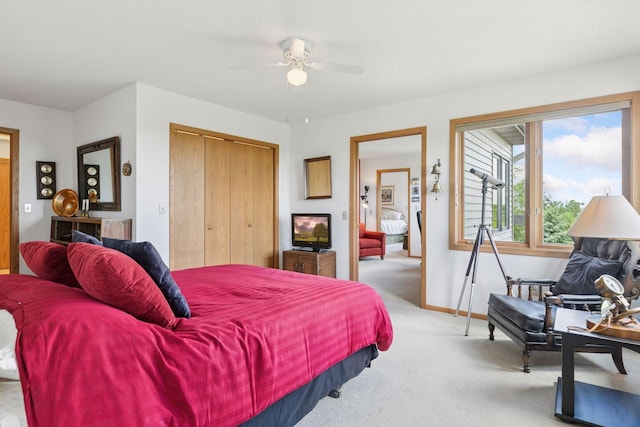 32875 Stanton Trl, Cannon Falls, MN 55009 - bedroom featuring carpet floors, a closet, baseboards, and ceiling fan