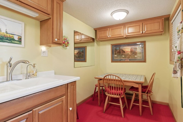 32875 Stanton Trl, Cannon Falls, MN 55009 - dining area featuring carpet flooring, a textured ceiling, and baseboards