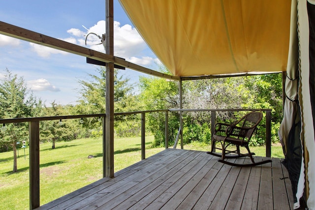 32875 Stanton Trl, Cannon Falls, MN 55009 - wooden deck featuring a yard