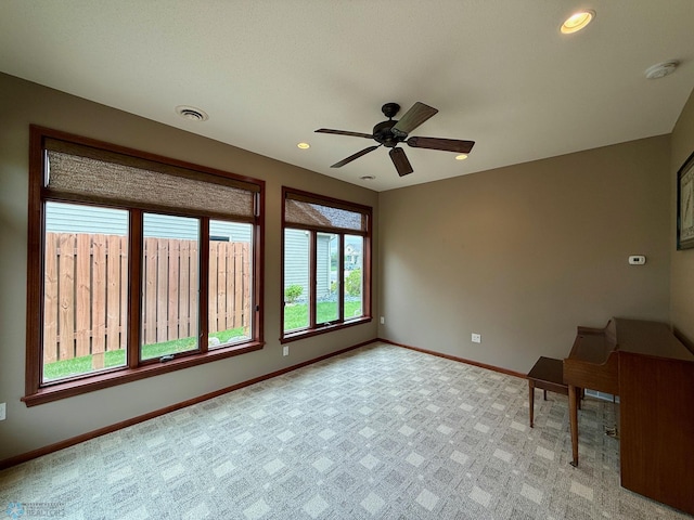 3823 43rd Ave S, Moorhead, MN 56560 - carpeted empty room featuring ceiling fan, baseboards, recessed lighting, and a smoke detector