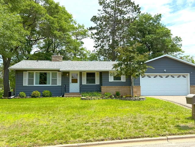 1611 Graydon Ave, Brainerd, MN 56401 - single story home with a front yard, concrete driveway, a garage, and a chimney