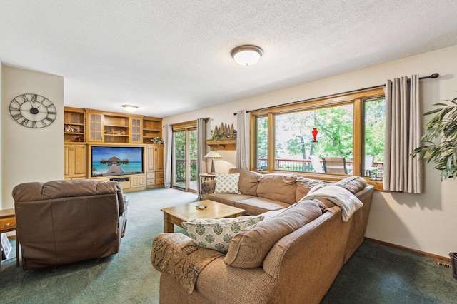 5651 164th Ln NW, Ramsey, MN 55303 - carpeted living area featuring a textured ceiling and baseboards