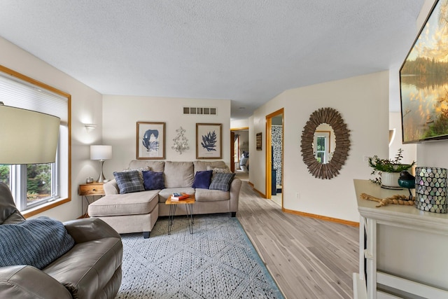 2001 Stonepine Ave, Hudson, WI 54016 - living area featuring light wood-style floors, a textured ceiling, and baseboards