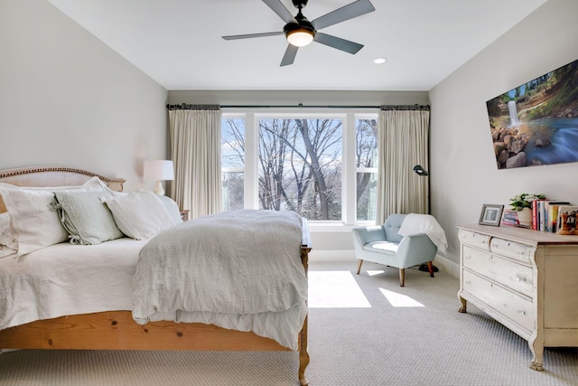 648 Sunset Ln, Mendota Heights, MN 55118 - carpeted bedroom featuring baseboards, ceiling fan, and recessed lighting