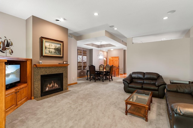 9363 Libby Ln, Eden Prairie, MN 55347 - carpeted living area featuring recessed lighting, a fireplace with flush hearth, and baseboards