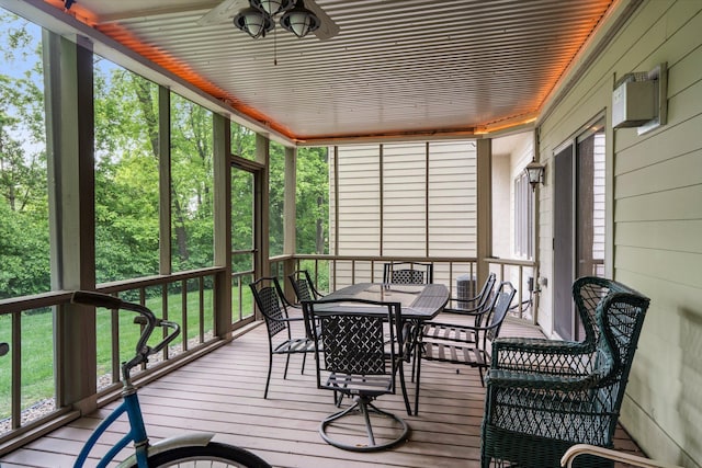 9363 Libby Ln, Eden Prairie, MN 55347 - sunroom with outdoor dining area and a ceiling fan