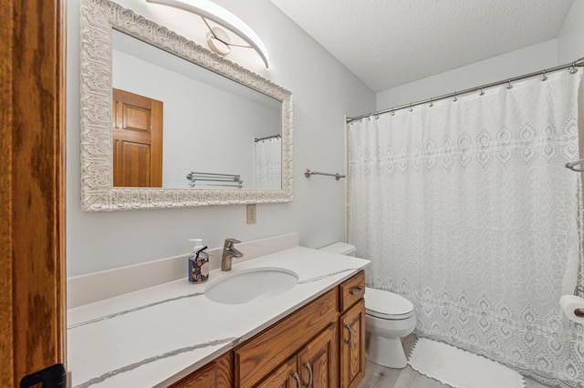 5155 Allen Dr, Woodbury, MN 55129 - bathroom featuring toilet, a textured ceiling, vanity, and wood finished floors