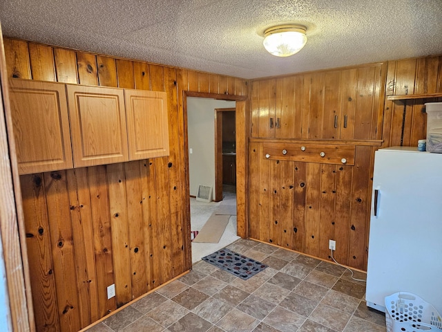 103 Bloomer St E, Morristown, MN 55052 - clothes washing area featuring wooden walls, a textured ceiling, and stone finish flooring