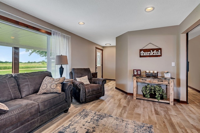 21048 Eagle Dr, Leslie Twp, MN 56360 - living room featuring baseboards, light wood-type flooring, and recessed lighting
