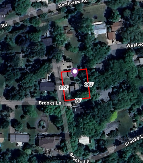 3114 Brooks Ln, Minnetonka Beach, MN 55391 - aerial overview of property's location with property parcel outlined