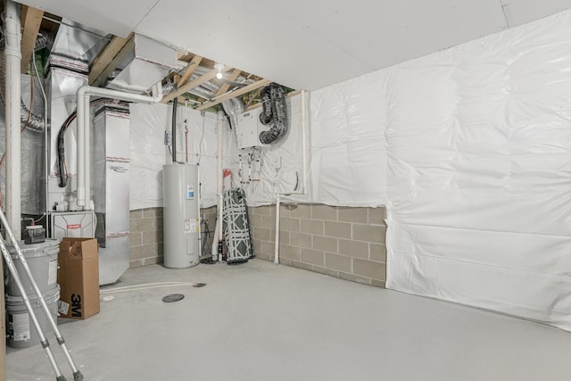 1129 Tiger Ct NE, Isanti, MN 55040 - unfinished basement with water heater and concrete block wall