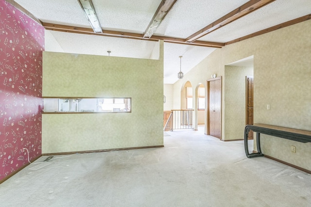 1567 Bavarian Pass, Fridley, MN 55432 - unfurnished room featuring arched walkways, carpet floors, and wallpapered walls
