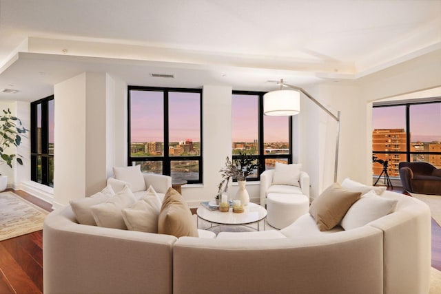 living area featuring wood finished floors
