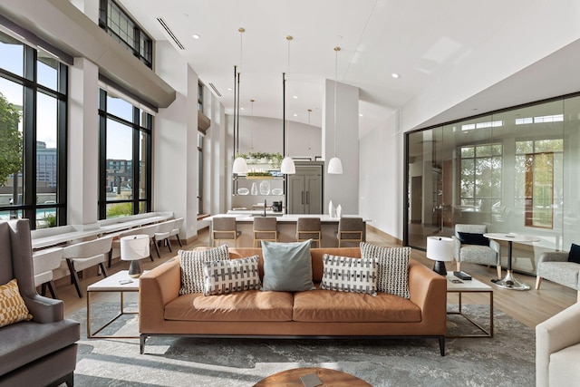 common area with recessed lighting