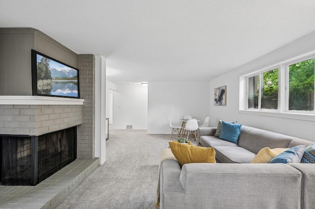 135 Eagle Lake Dr, Maple Grove, MN 55369 - living area featuring carpet and a fireplace