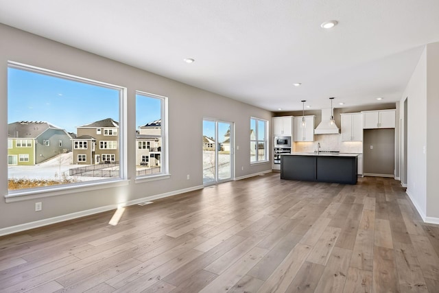 7197 Large Ave NE, Otsego, MN 55301 - unfurnished living room with baseboards, wood finished floors, and recessed lighting