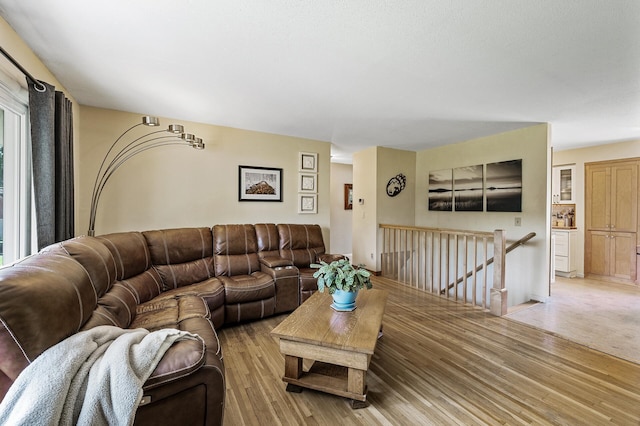living area featuring light wood-type flooring