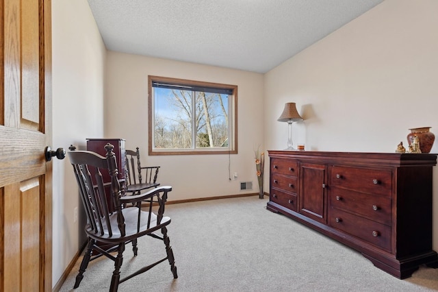 1284 Otter Ridge Rd, White Bear Twp, MN 55110 - living area with light carpet, baseboards, and a textured ceiling