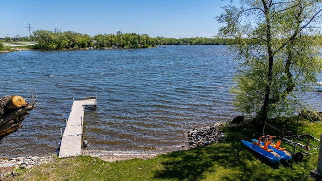 dock area featuring a water view