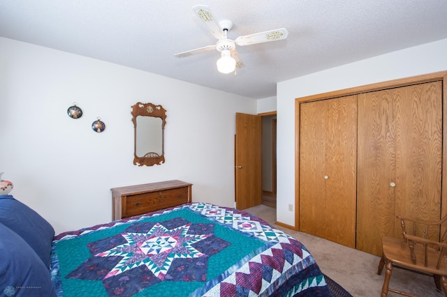 6673 230th St N, Cromwell Twp, MN 56549 - bedroom with carpet, a closet, and ceiling fan