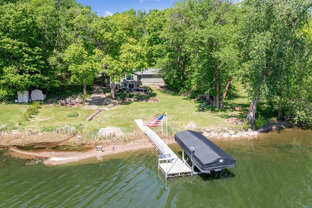 49935 Acacia Trl, Nessel Twp, MN 55080 - dock featuring a water view and boat lift