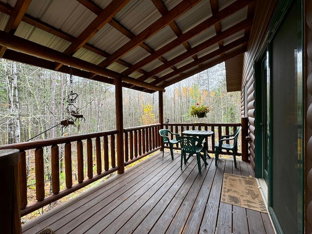 7236 Far N Rd, Buyck, MN 55771 - deck featuring a wooded view