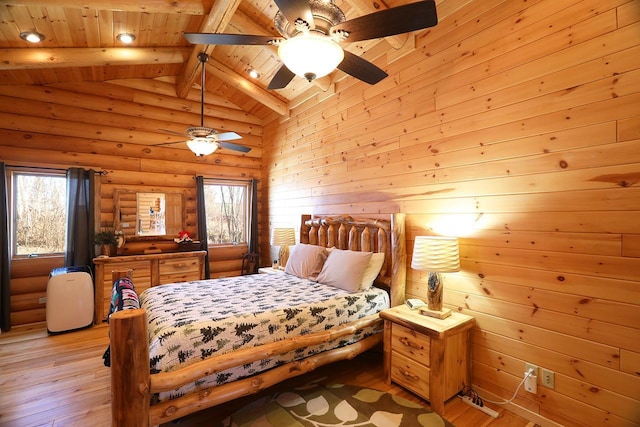 3165 Randa Rd, Orr, MN 55771 - bedroom with wooden ceiling, light wood finished floors, and log walls