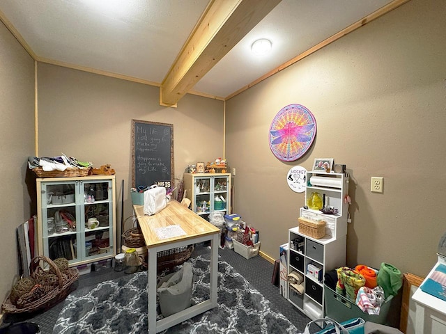 3165 Randa Rd, Orr, MN 55771 - rec room with carpet floors and beam ceiling