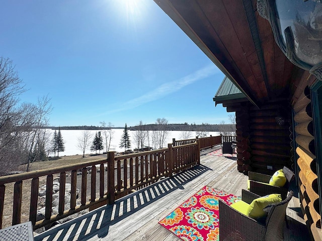 3165 Randa Rd, Orr, MN 55771 - wooden deck featuring a water view